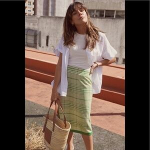 COS Mdi Green Checked Jacquard Knit Skirt S